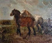 unknow artist Brabant draught horses oil painting on canvas
